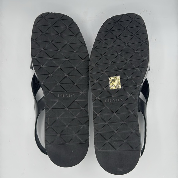 New PRADA Leather Slingback Sandals Black Size 41/ US 11 - Picture 9 of 12